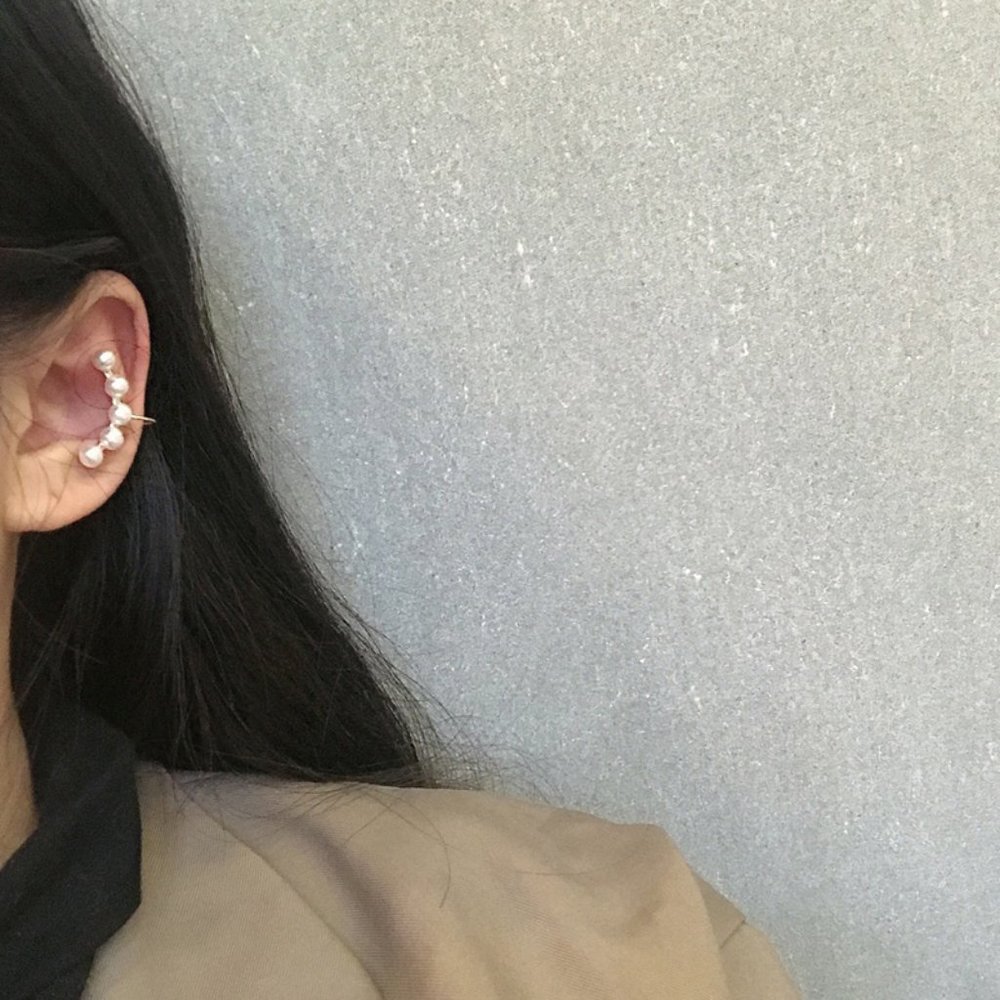 Moon Star Pearl Lighting ear cuffs earrings - Picture 2 of 8